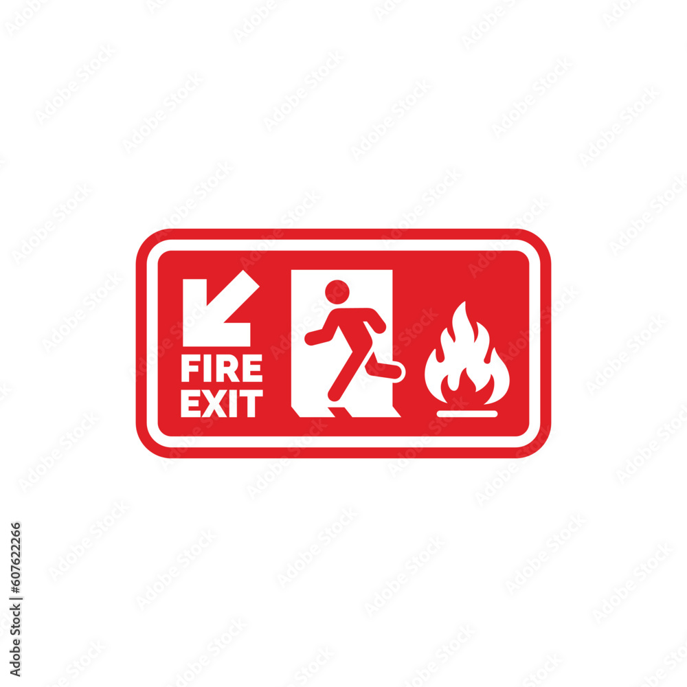 Emergency fire exit symbol icon isolated on white background Emergency fire exit symbol icon isolated on white background