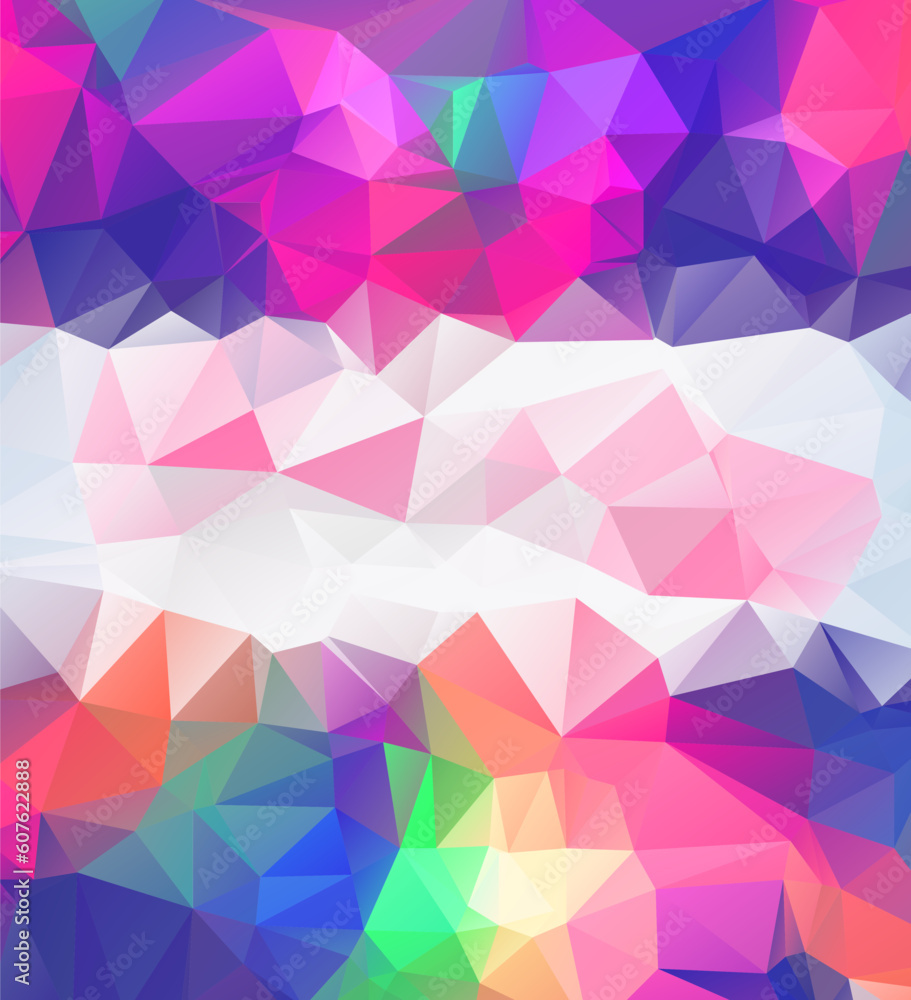 Abstract geometric background with triangles. Vector illustration. Pink, blue, purple colors.