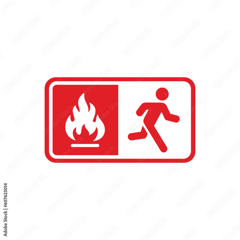 Emergency fire exit symbol icon isolated on white background