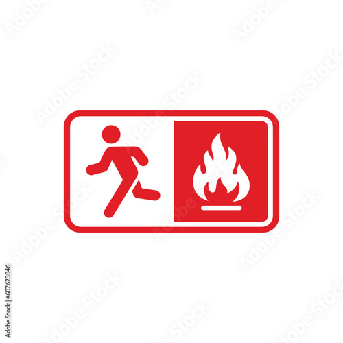 Emergency fire exit symbol icon isolated on white background