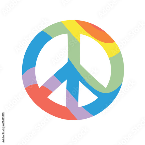Vector groovy lgbt peace sign isolated on white background