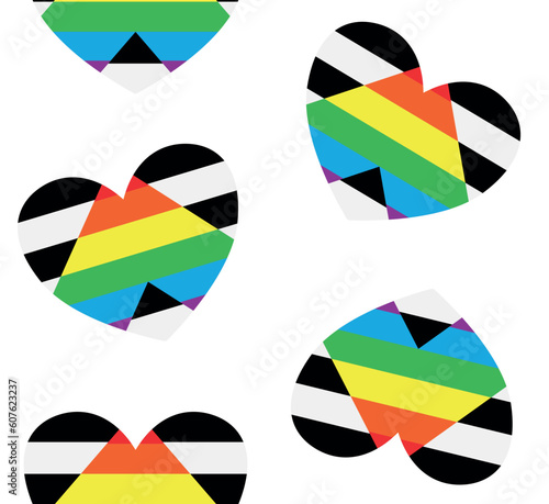 Vector seamless pattern of flat heterosexual straight flag heart isolated on white background