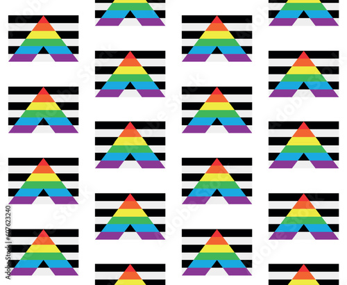 Vector seamless pattern of flat heterosexual straight flag isolated on white background