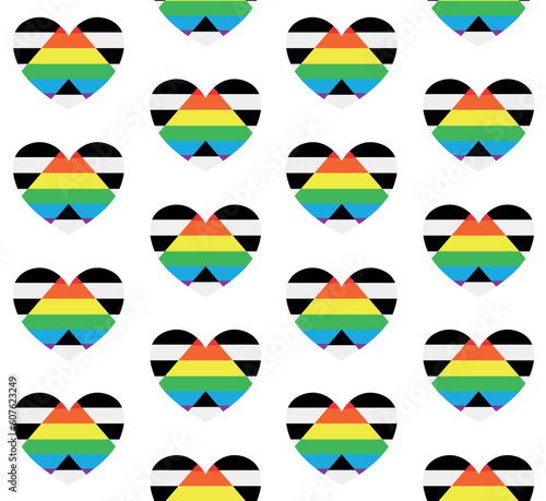 Vector seamless pattern of flat heterosexual straight flag heart isolated on white background