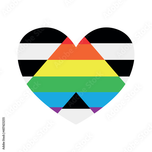 Vector flat heterosexual straight flag heart isolated on white background