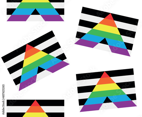 Vector seamless pattern of flat heterosexual straight flag isolated on white background