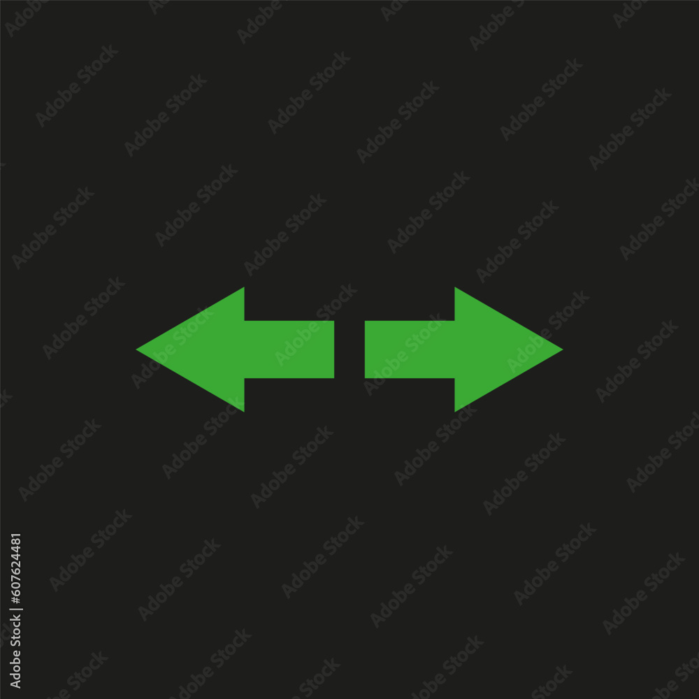 Car dashboard panel icon on a black background. Arrows indicating the operation of the turn signals. Vector illustration. Car dashboard panel icon on a black background. Arrows indicating the operation of the turn signals. Vector illustration.