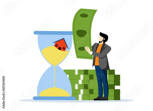 investing in housing and real estate. Analyzing the development of real estate market prices. Real estate market growth. Real estate business concept. Collection of flat vector illustrations.
