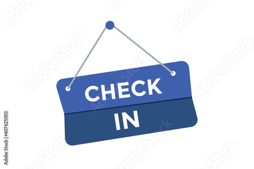 Check in  button web banner templates. Vector Illustration