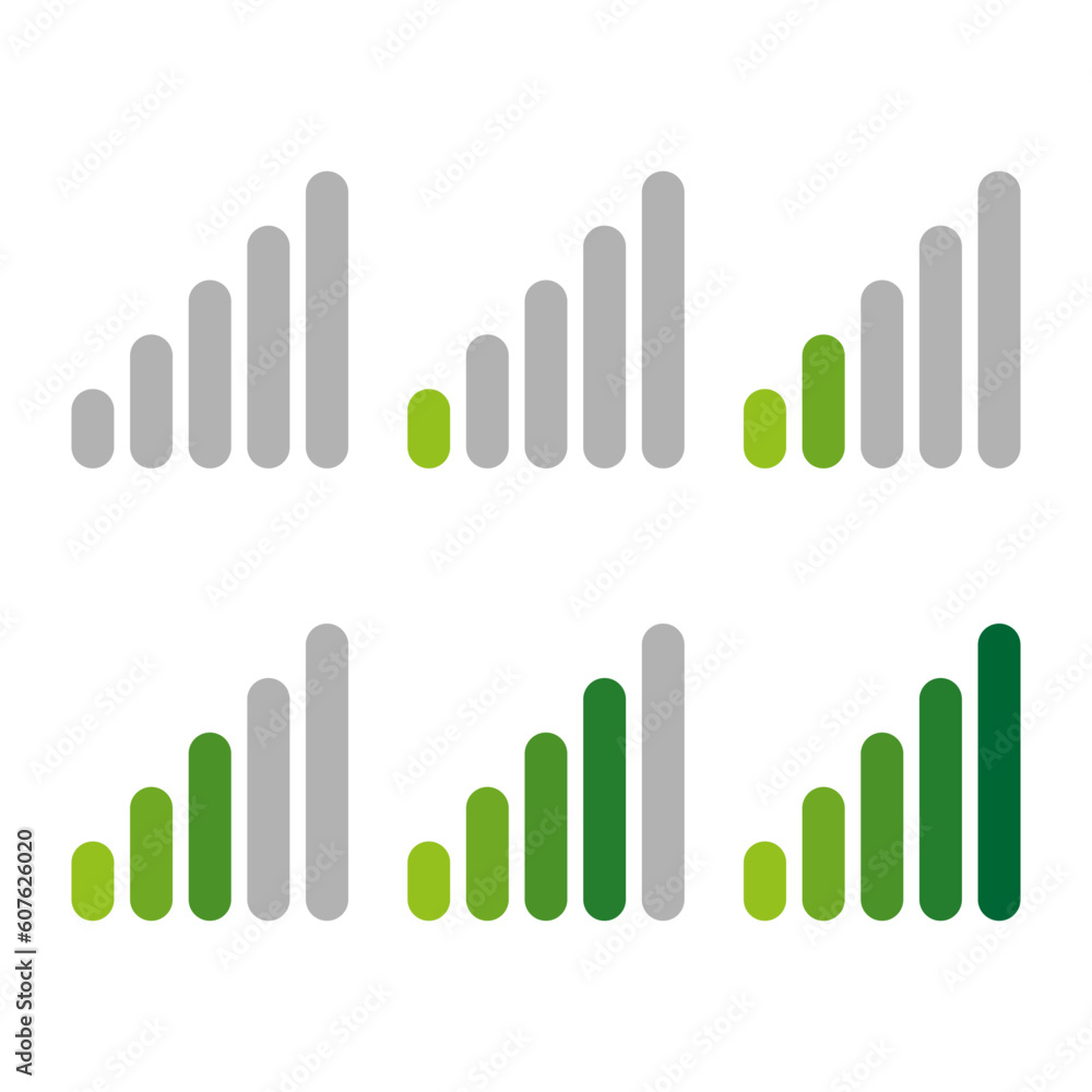 Obraz premium Signal strength, strength, progress or generic level indicators. Low file size. Vector illustration.