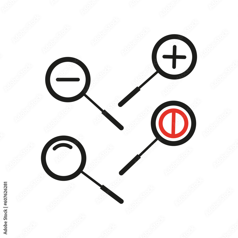 Magnifier symbol set. Vector illustration. Stock image. Magnifier symbol set. Vector illustration. Stock image.