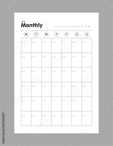 Minimalist monthly Planner. 