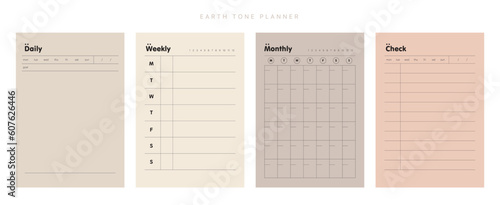 (earth) 3 set of daily, week, monthly check planner. Plan your day make dream happen.