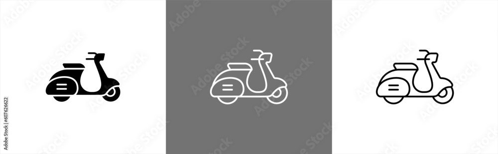 Scooter bike icon in line style. Shipping delivery simple black in flat style symbol sign for apps and website, vector illustration. Scooter bike icon in line style. Shipping delivery simple black in flat style symbol sign for apps and website, vector illustration.