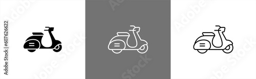 Scooter bike icon in line style. Shipping delivery simple black in flat style symbol sign for apps and website, vector illustration.	