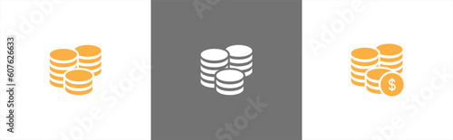Stack of coin money icon in flat style. saving, income, revenue, finance, paying, earning, salary, tip, dollar simple black style symbol sign for apps and website, vector illustration.	