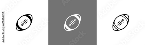 American football ball icon set in line style. Rugby ball simple black style symbol sign for sports apps and website, vector illustration.