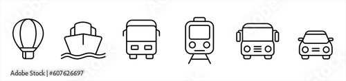 Fotografiet Public Transportation icon set in line style