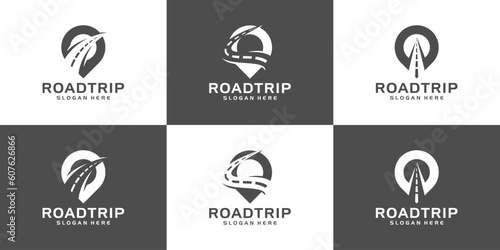 Collection of road map logo design template. Street logo with location point graphic design vector illustration. Symbol, icon, creative.