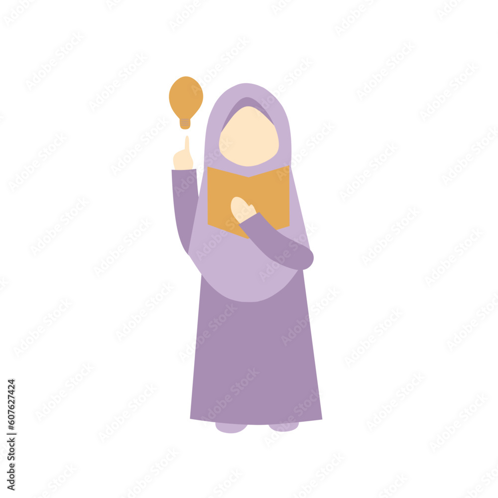 Faceless Muslim Girl and Book Faceless Muslim Girl and Book