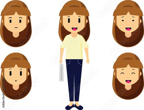 woman vector shoping happy face