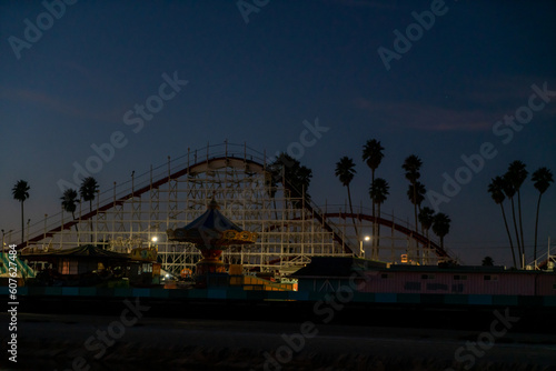 The Santa Cruz boardwalk closed at night