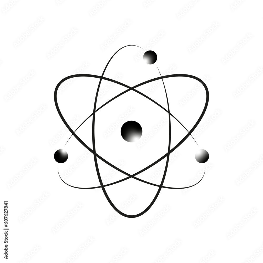 Atom icon in flat design. molecule symbol or atom symbol. Vector illustration.