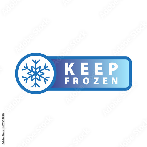 Keep frozen label. Storage in refrigerator and freezer. Sticker with snowflake and thermometer. Keep frozen badges for product. Vector illustration.