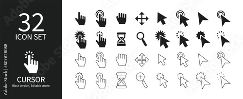 Icon sets associated with cursors and clicks