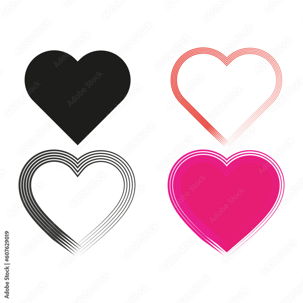 Collection of heart, Love symbol icon set, love symbol. vector illustration.
