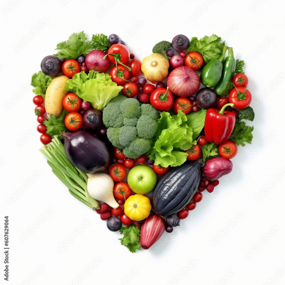 vegetables heart on white vegetables heart on white