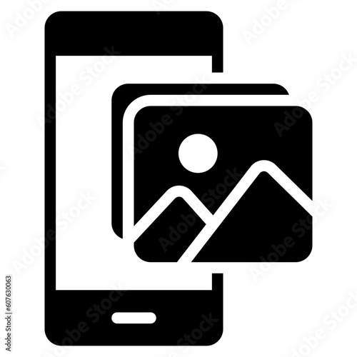 Gallery smartphone solid icon, use for website mobile app presentation