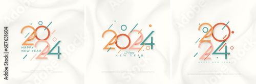 Colorful modern design number 2024 on a white background. Premium vector design for poster, banner, greeting and celebration of happy new year 2024.