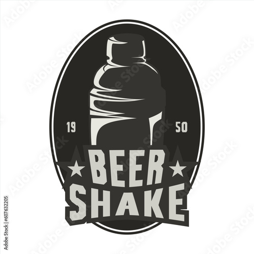 Beer Bottle Vintage Logo Vector, Beer Shake Logo