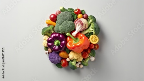 Group of vegetables divided by colors. Generative ai