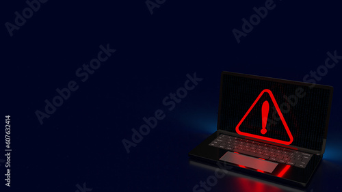 The red exclamation mark on notebook for warning technology concept 3d rendering