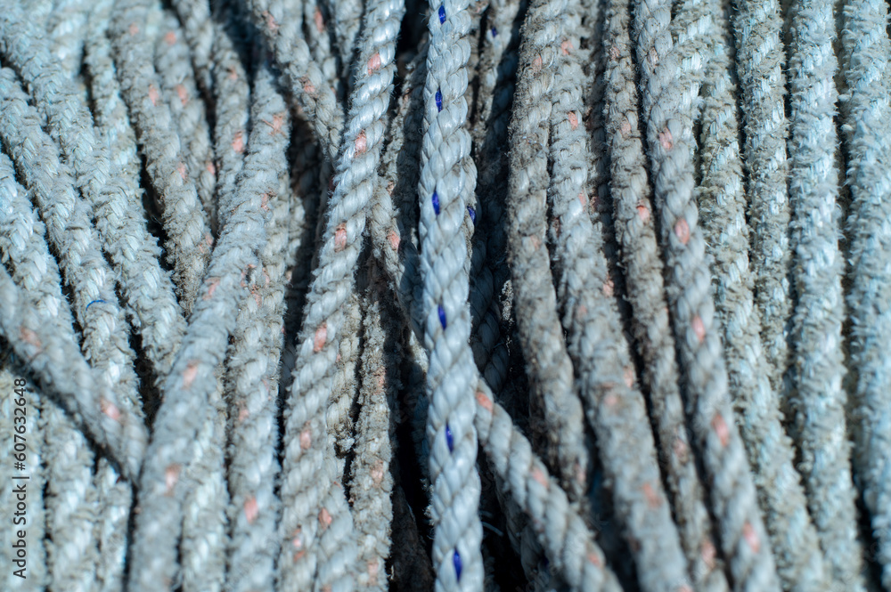 Closeup of a pile of rope in a seaport Closeup of a pile of rope in a seaport
