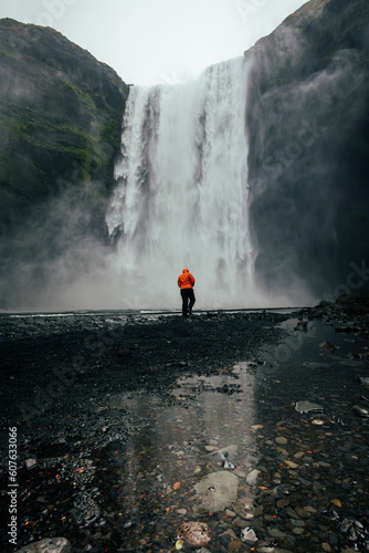 Big Powerfull Waterfall in Iceland Skogafoss