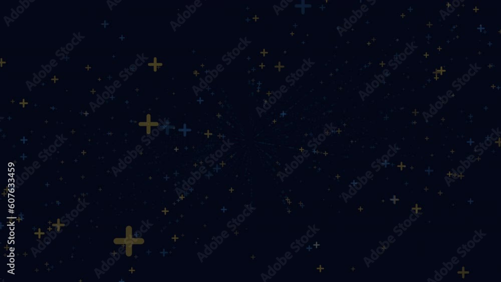 Random flying digital abstract neon crosses in dark galaxy, motion abstract futuristic, space and holidays style background Random flying digital abstract neon crosses in dark galaxy, motion abstract futuristic, space and holidays style background
