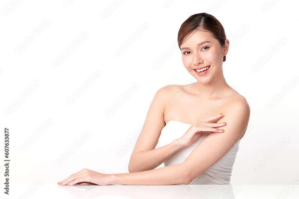 Beautiful young asian woman with clean fresh skin on white background, Face care, Facial treatment, Cosmetology, beauty and spa, Asian women portrait. Beautiful young asian woman with clean fresh skin on white background, Face care, Facial treatment, Cosmetology, beauty and spa, Asian women portrait.