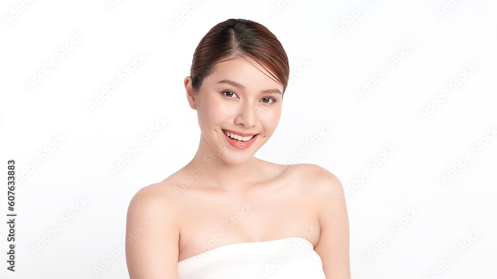 Beautiful young asian woman with clean fresh skin on white background, Face care, Facial treatment, Cosmetology, beauty and spa, Asian women portrait. Beautiful young asian woman with clean fresh skin on white background, Face care, Facial treatment, Cosmetology, beauty and spa, Asian women portrait.