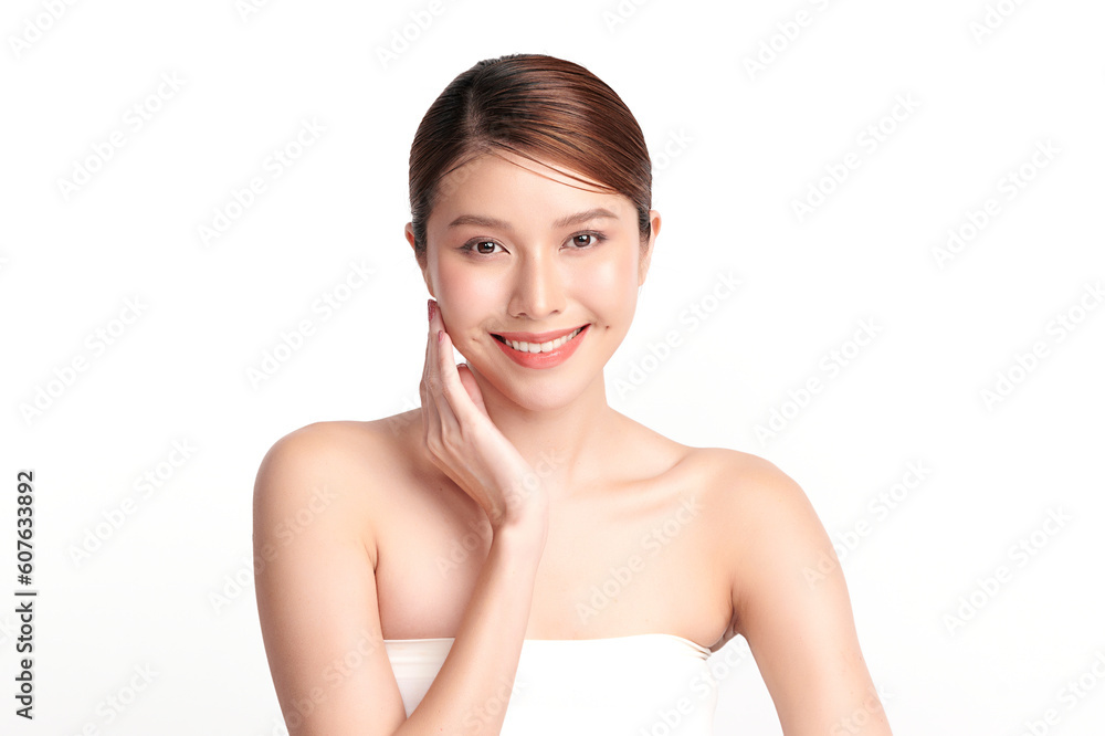 Beautiful young asian woman with clean fresh skin on white background, Face care, Facial treatment, Cosmetology, beauty and spa, Asian women portrait. Beautiful young asian woman with clean fresh skin on white background, Face care, Facial treatment, Cosmetology, beauty and spa, Asian women portrait.