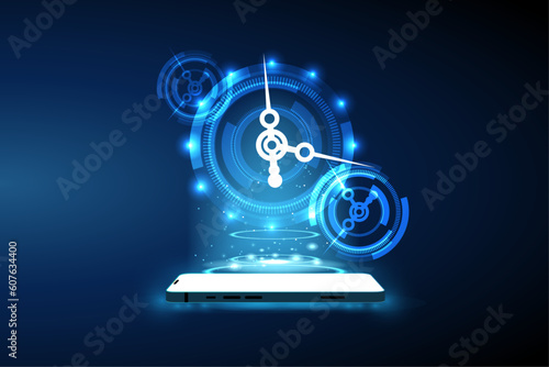 Smart Phone Time Management Apps and Tools. Alarm clock management digital technology on smartphone. Concept of effective time management. Vector.