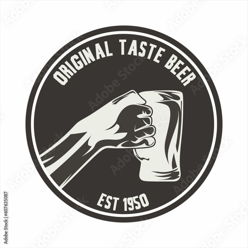 Beer Glass Vintage Logo Vector, Original Taste Beer Logo