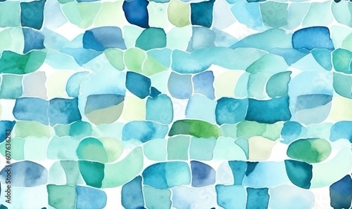 watercolor combination of blue and green paints seamless pattern photo