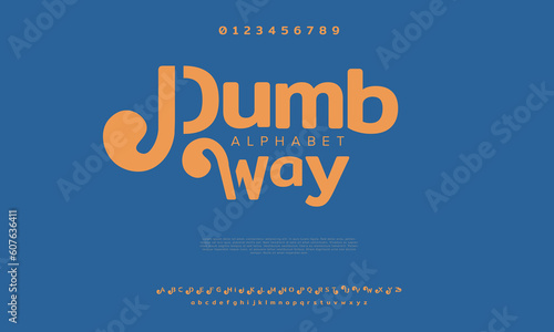 Dumbway bstract fashion wedding logo font alphabet. Minimal modern urban fonts for logo, brand etc. Typography typeface uppercase lowercase and number. vector illustration