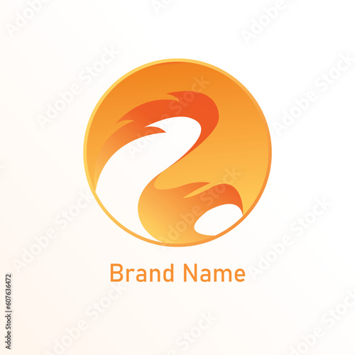 Gradient fiery fox logo template with abstract shape