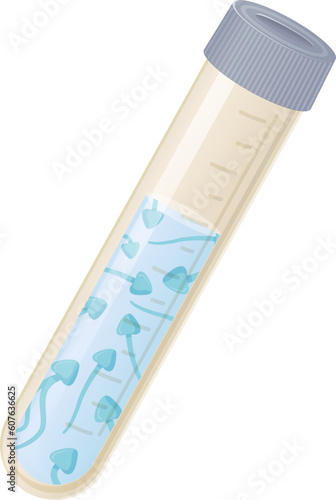 Cartoon style Isolated Semen sample Container for Medical Tests on White Background - Stock Vector Illustration.