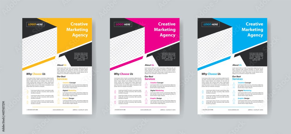Corporate creative colorful business flyer template design set, abstract business flyer, vector template design or business poster template design