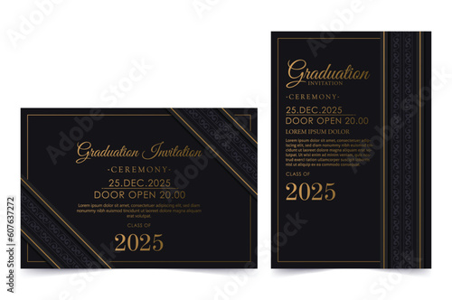 Elegant graduation invitation template with ornament